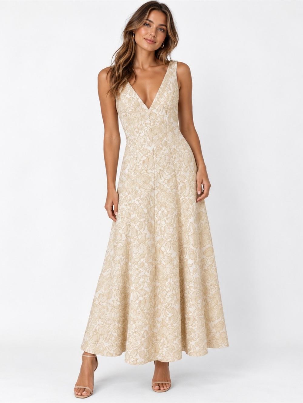 Carmen Marc Valvo Elegant Gold Gown Size 2 Mother of the Bride Groom Cocktail